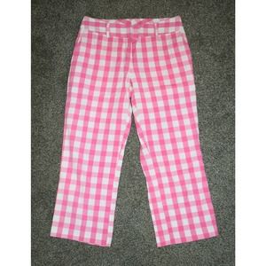 LILLY PULITZER Pink & White Check Gingham Crop Capri Pants Women's sz. 2